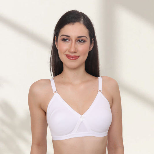 Poly Cotton PC Interlock Fabric Full Coverage Non-Padded Wirefree Everyday T-Shirt Bra