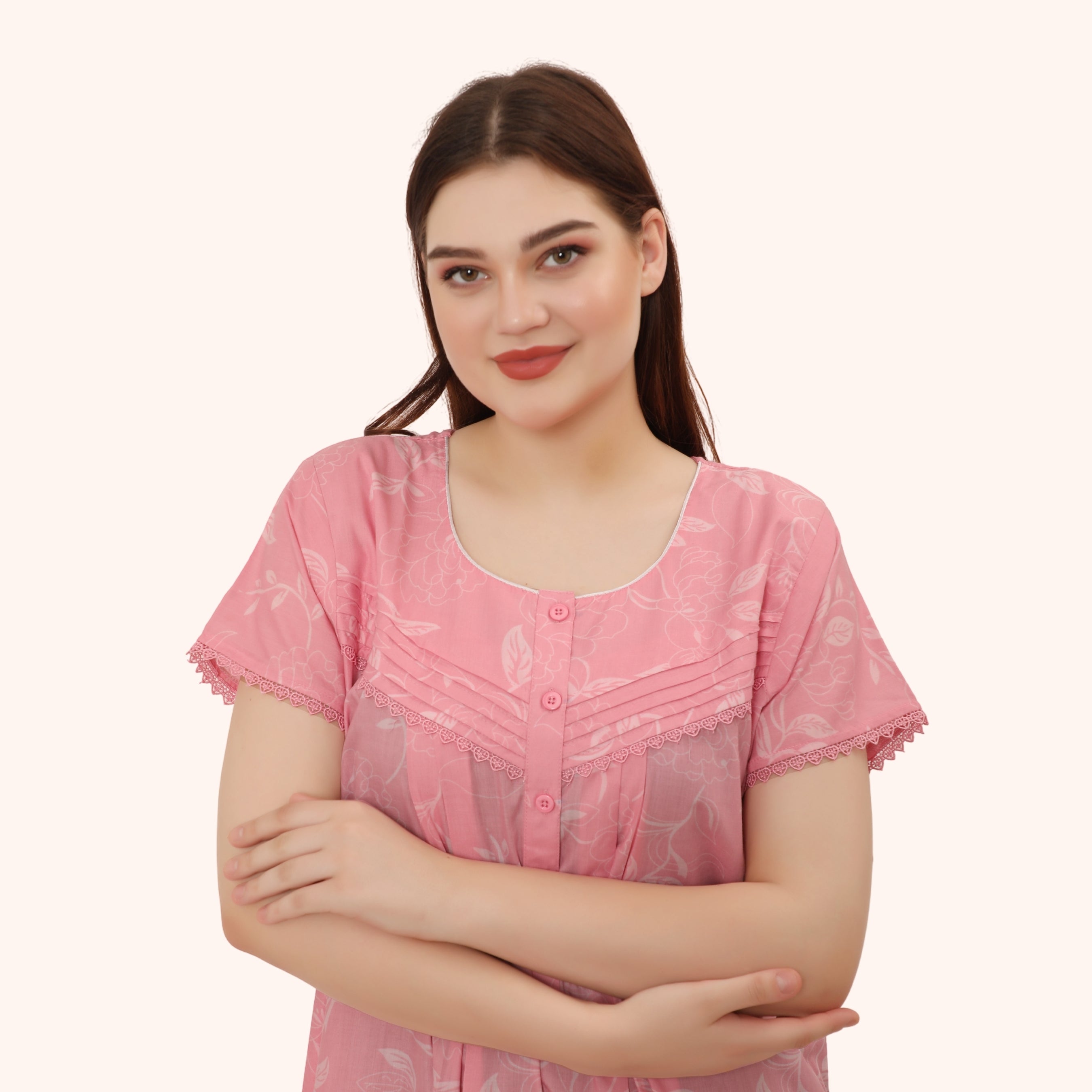 Floral Print Full Length Night Gown