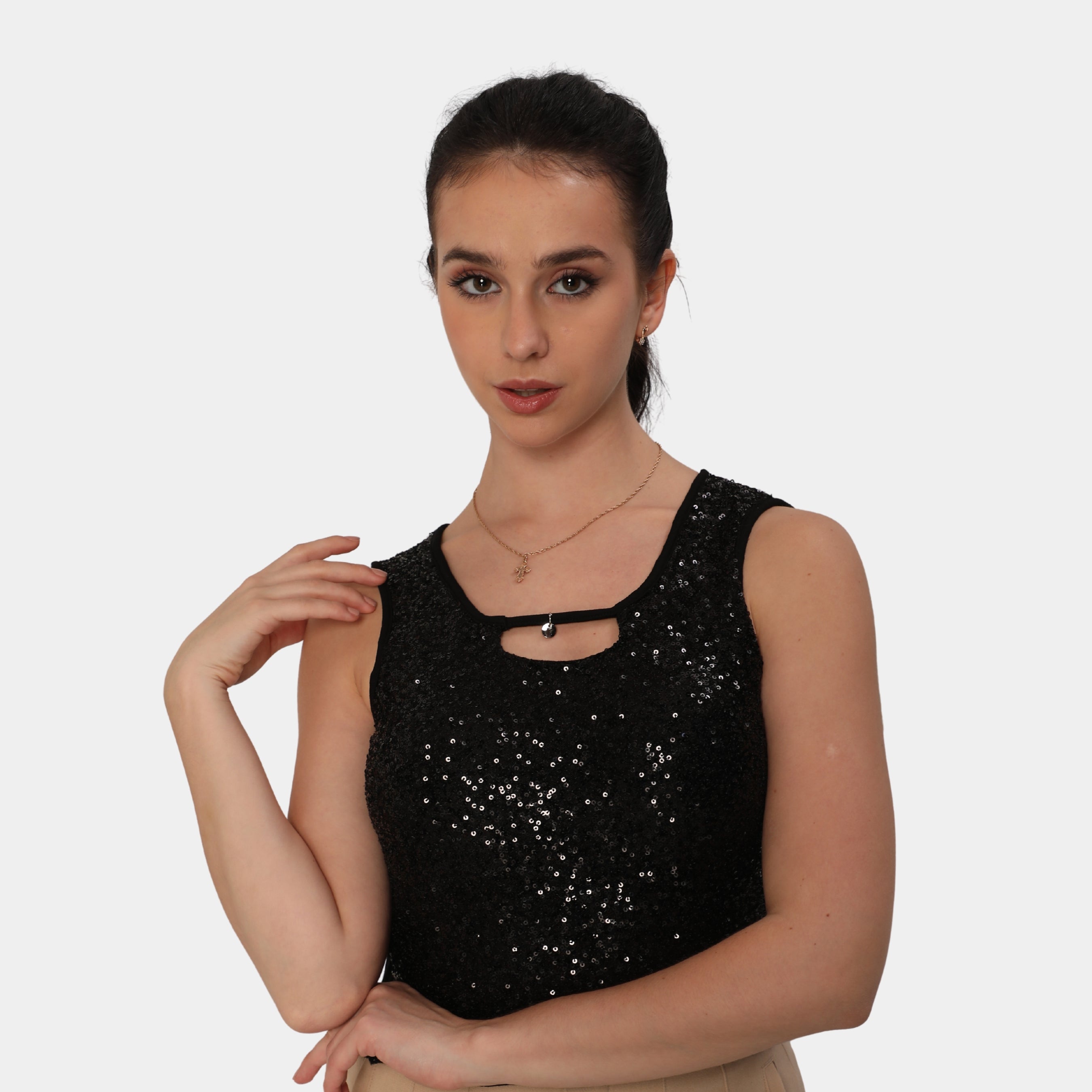 Glamoras Women Sleeveless Sequin Cami Top