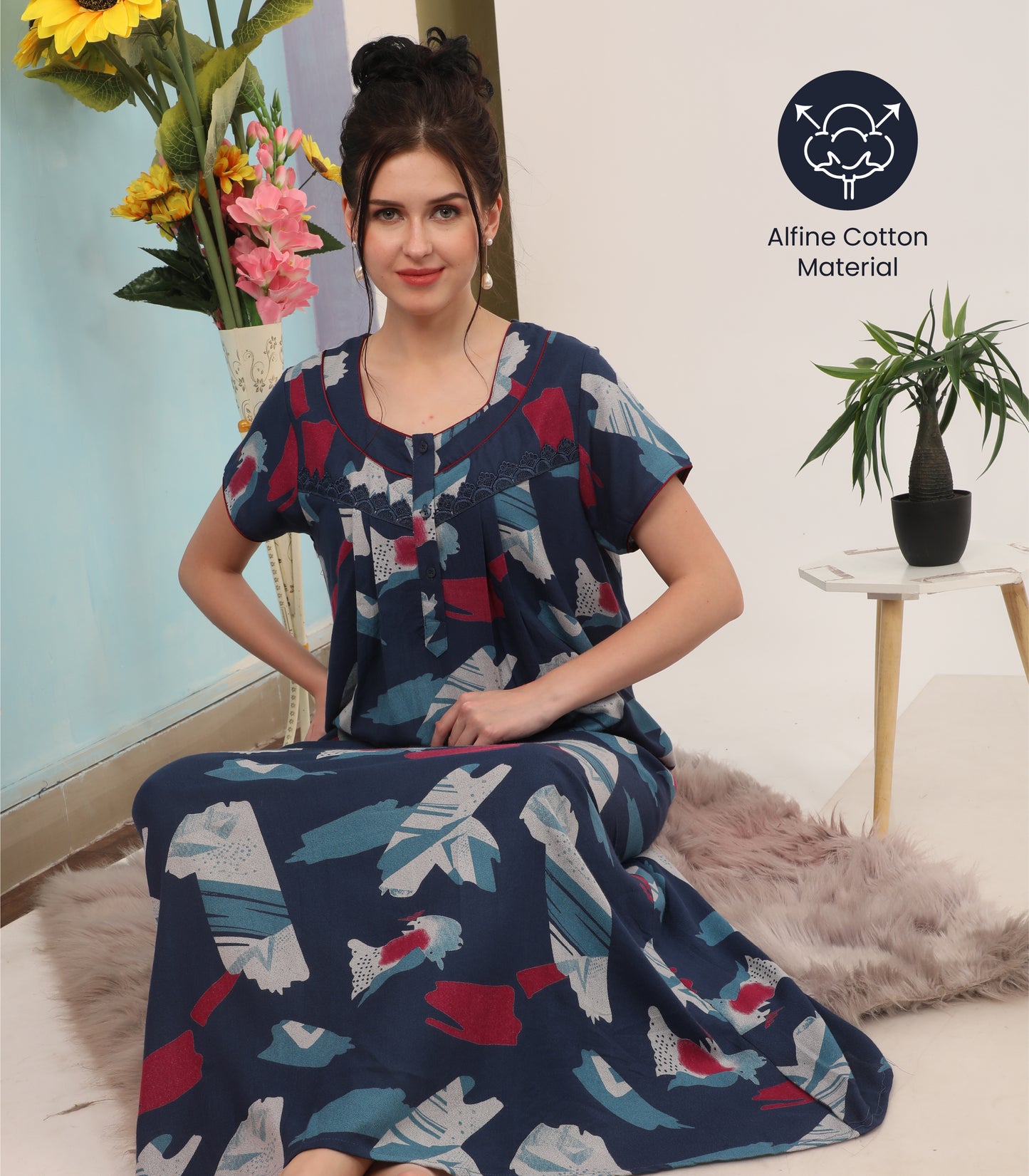 Printed Full-Length Night Gown