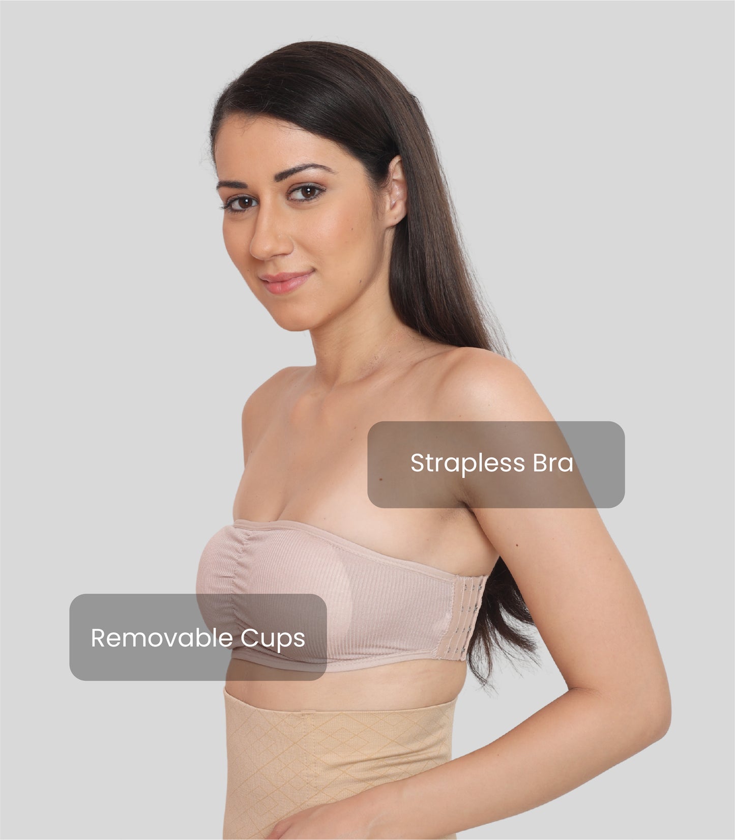 Nylon Spandex Tube Bra Padded Wire Free Strapless Seamless Stretchable Bra