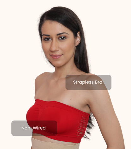 Seamless, Strapless, Full Coverage, Non-Wired Tube Bra