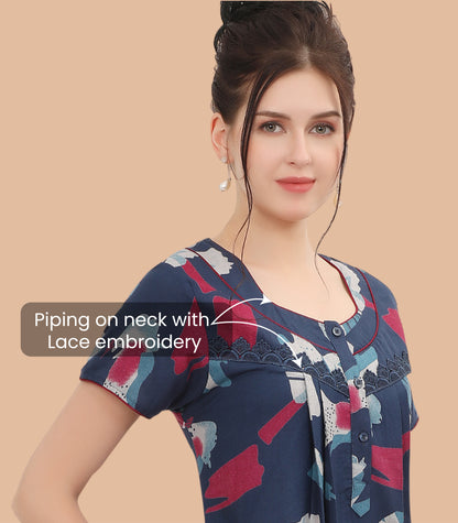 Printed Full-Length Night Gown