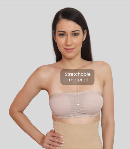 Nylon Spandex Tube Bra Padded Wire Free Strapless Seamless Stretchable Bra