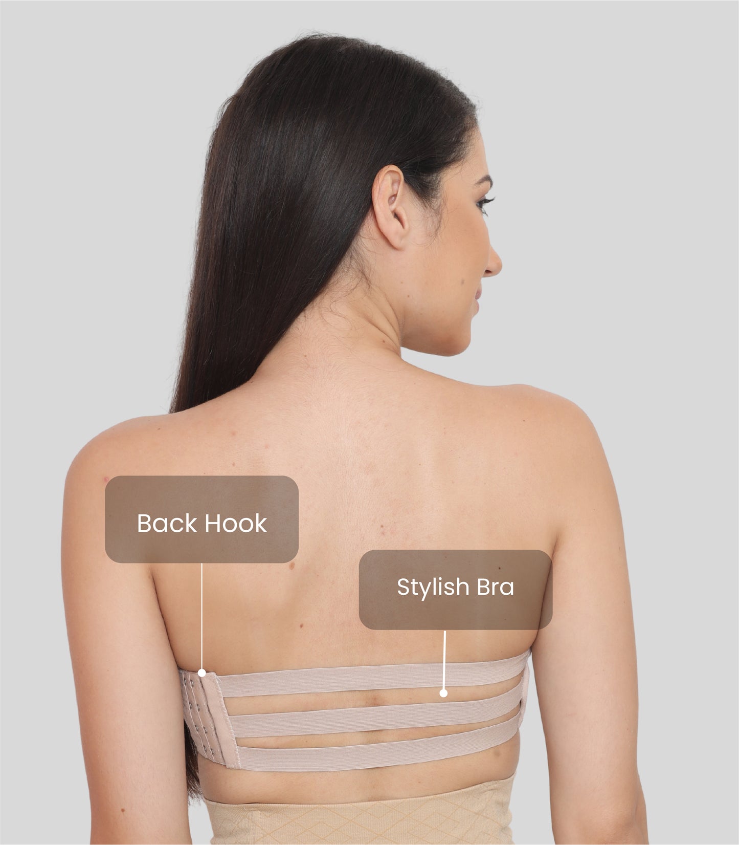 Nylon Spandex Tube Bra Padded Wire Free Strapless Seamless Stretchable Bra