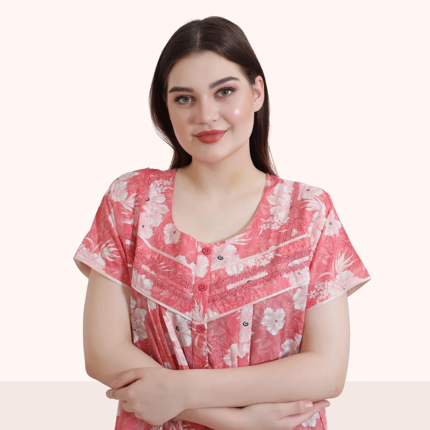 Floral Print Full Length Night Gown