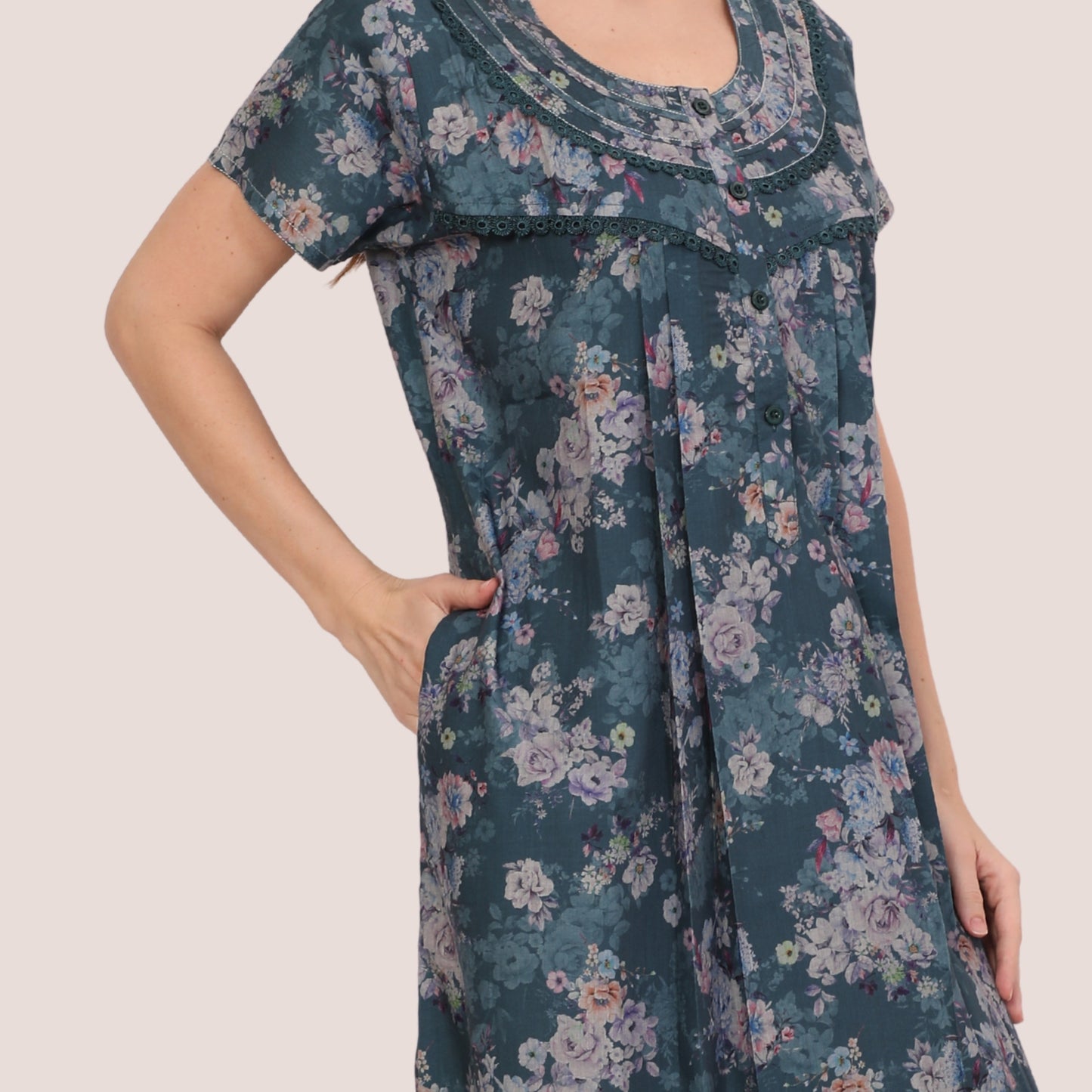 Floral Print Full Length Night Gown