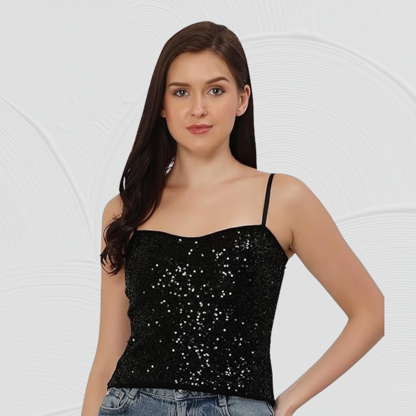 Sleeveless Adjustable Sequin Cami Top