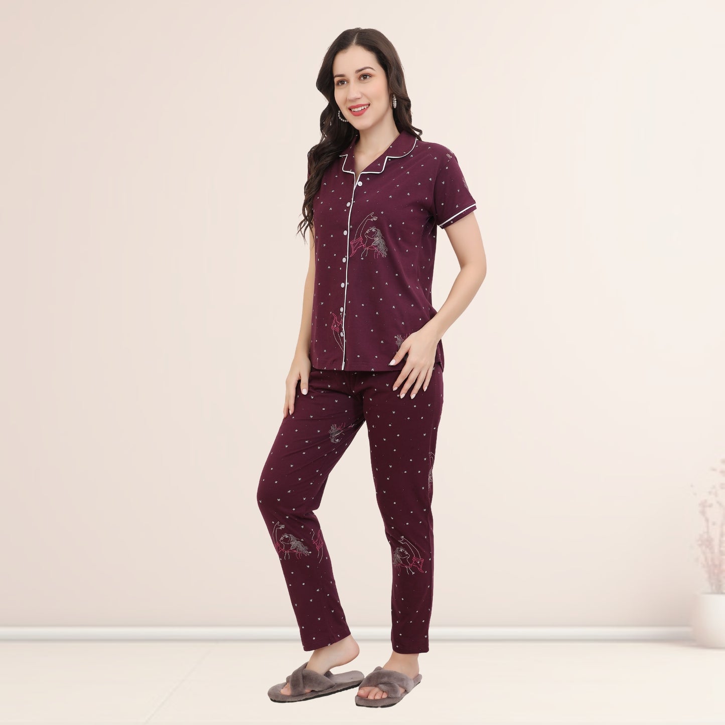 Printed Full Length Night Gown