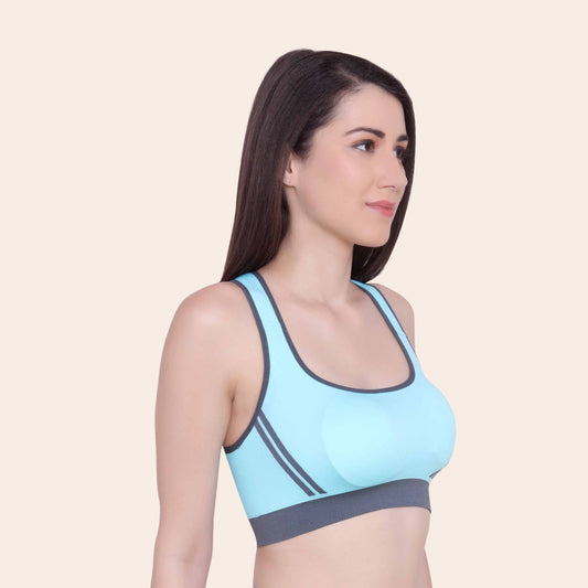 Women Nylon Spandex Padded Seamless Medium Impact Sports Bra