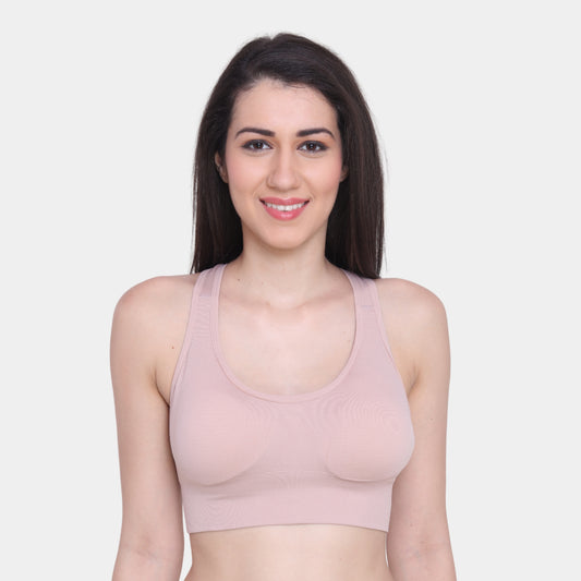 Nylon Spandex Padded Non-Wired Racer Back Sports Bra for Gym, Cardio, Zumba and Yoga