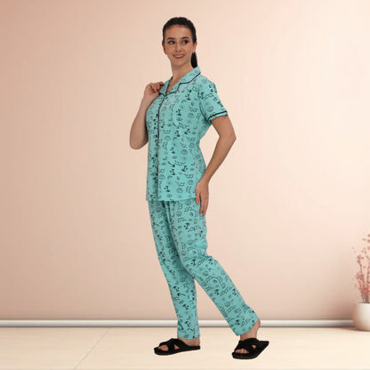 Printed Full Length Night Gown