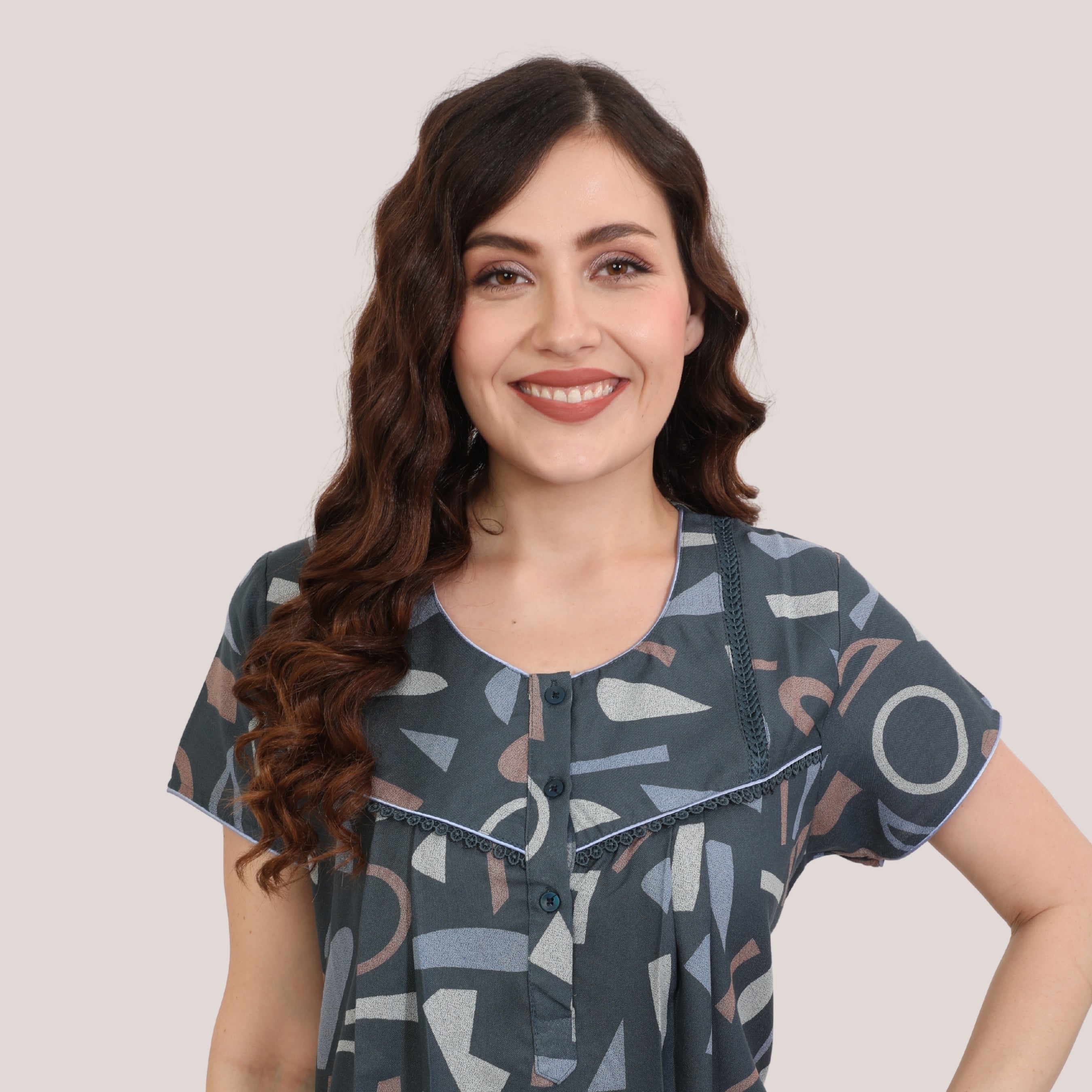 Printed Full-Length Night Gown