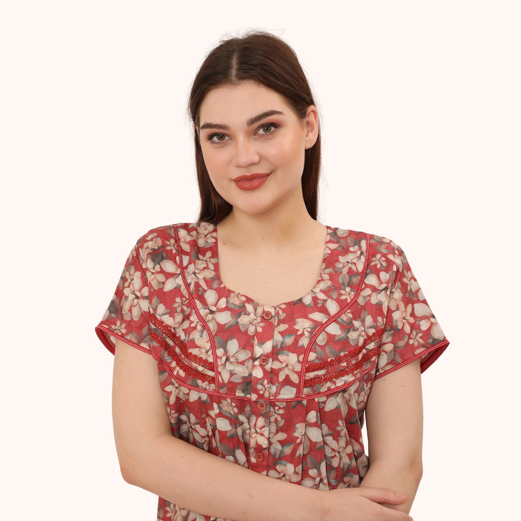 Floral Print Full Length Night Gown