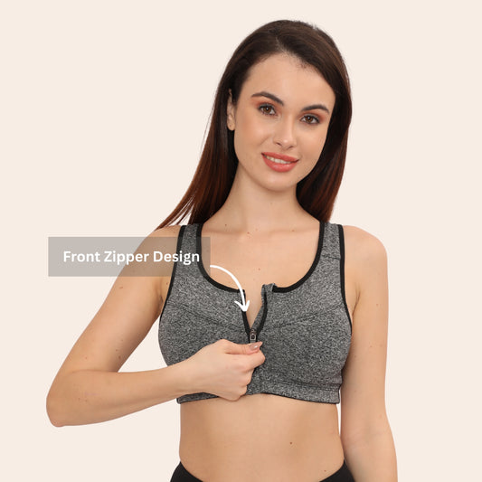 High Impact Racerback Design with Front Zip & Removable Pads