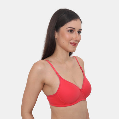 Full Coverage Padded Non-Wired Adjustable Straps Tshirt Bra