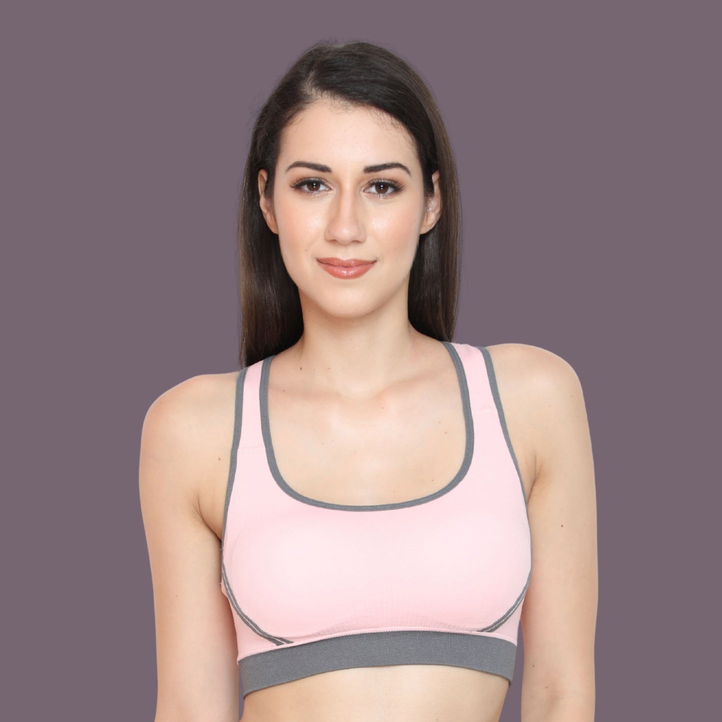 Women Nylon Spandex Padded Seamless Medium Impact Sports Bra