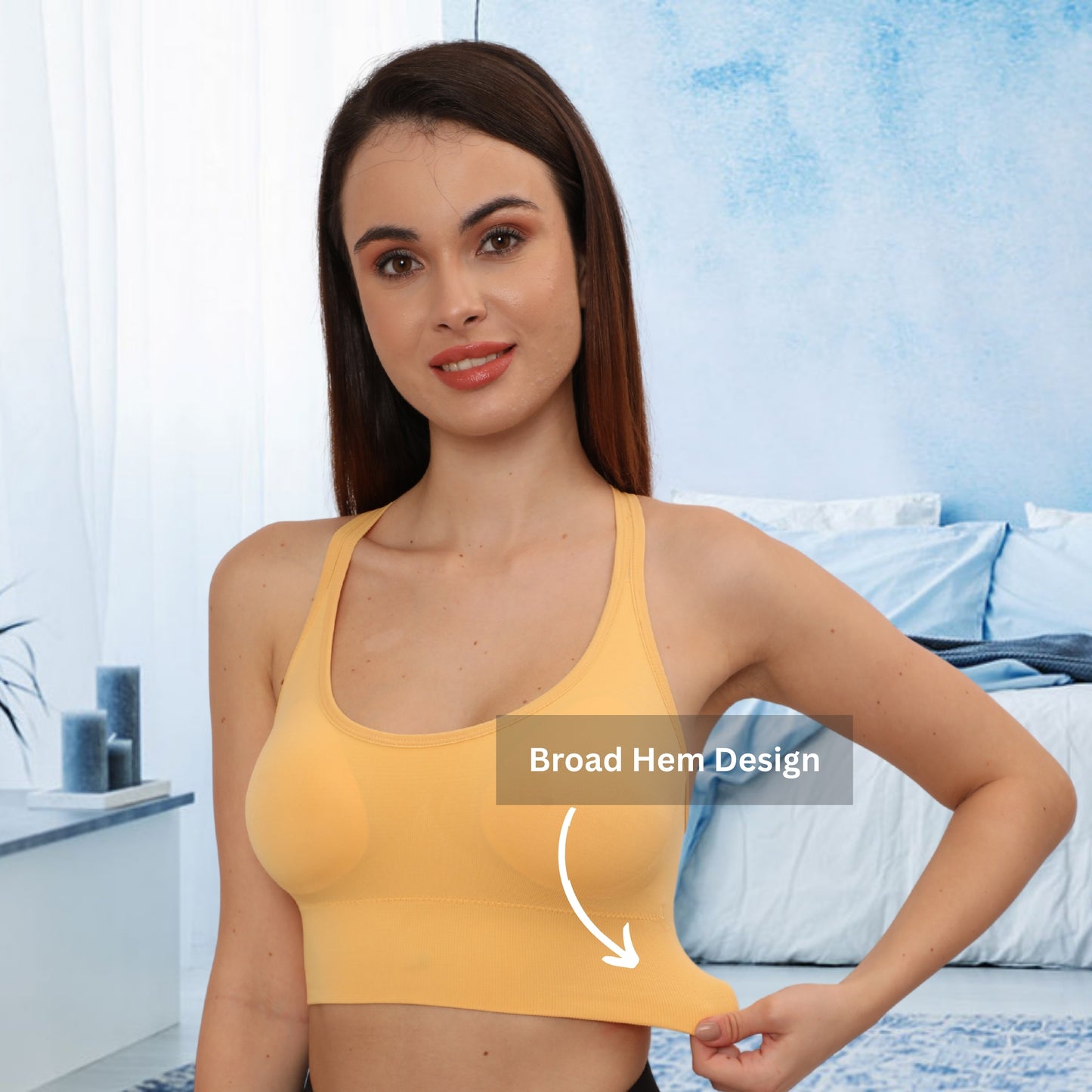 Nylon Spandex Padded Non-Wired Racer Back Sports Bra for Gym, Cardio, Zumba and Yoga