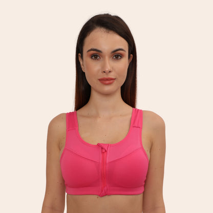 High Impact Racerback Design with Front Zip & Removable Pads