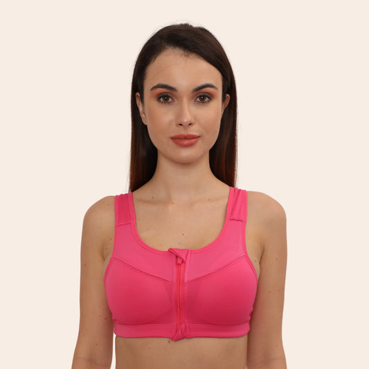 High Impact Racerback Design with Front Zip & Removable Pads