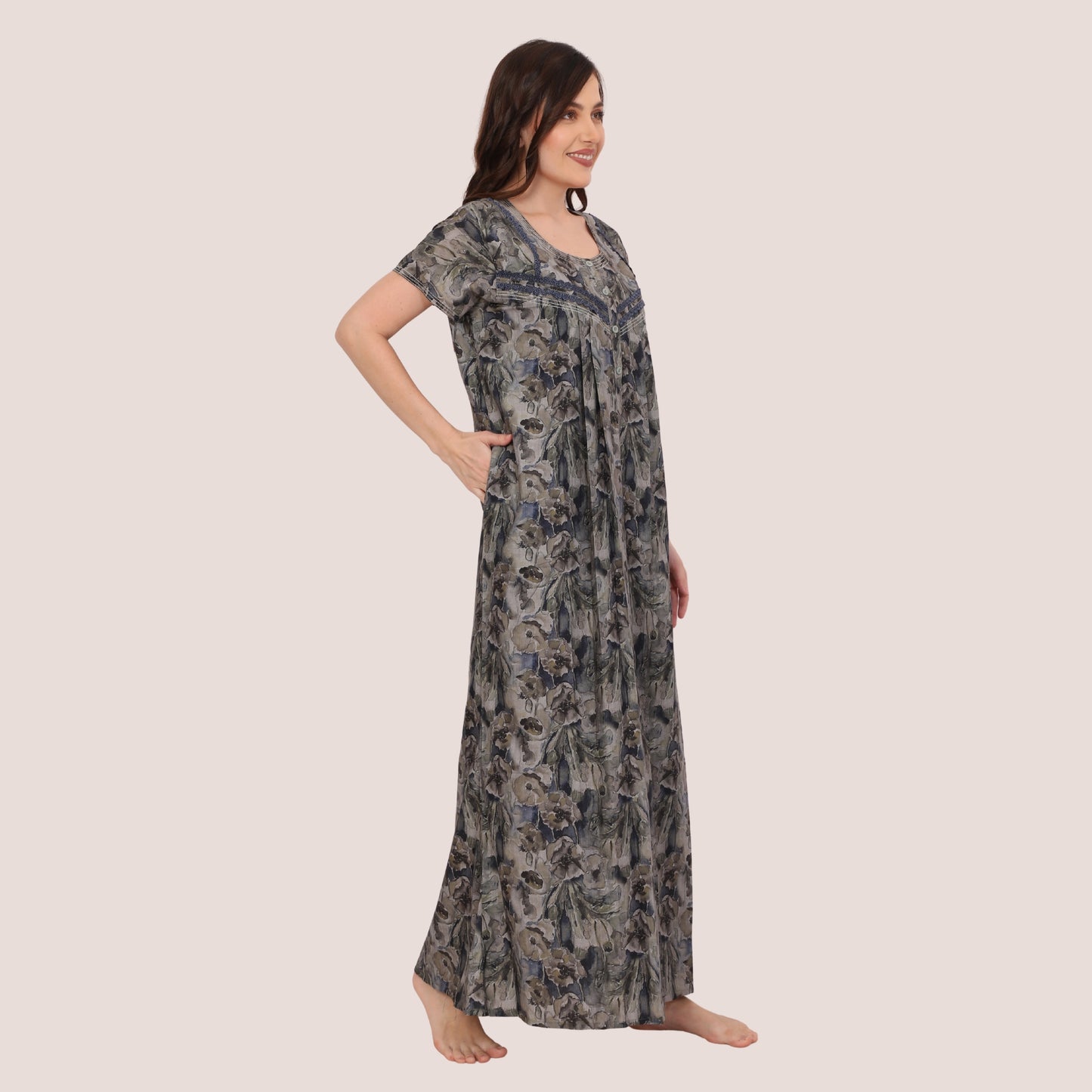 Printed Full Length Night Gown
