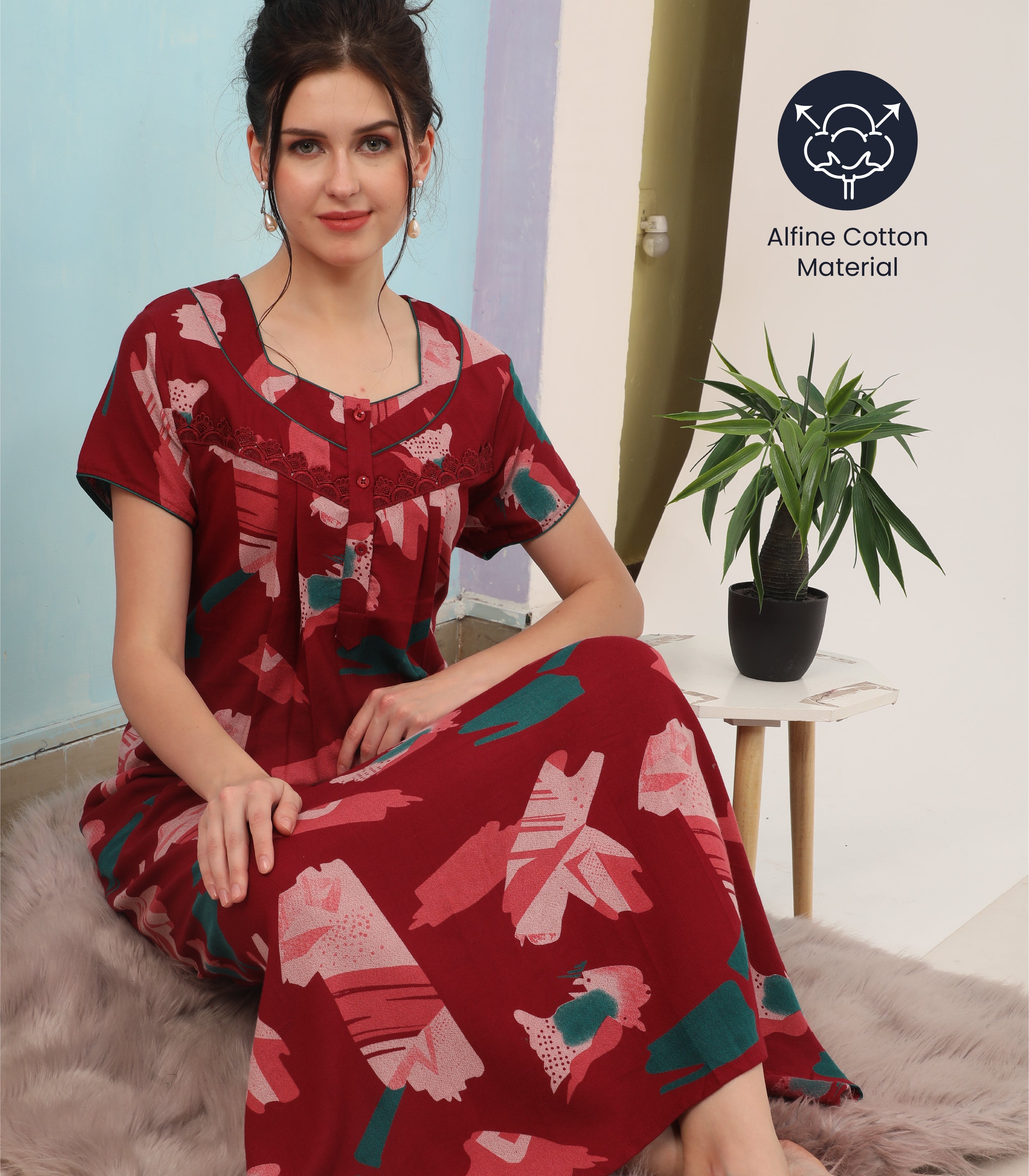 Printed Full-Length Night Gown