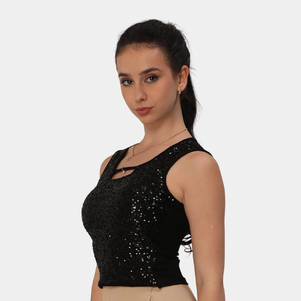 Glamoras Women Sleeveless Sequin Cami Top
