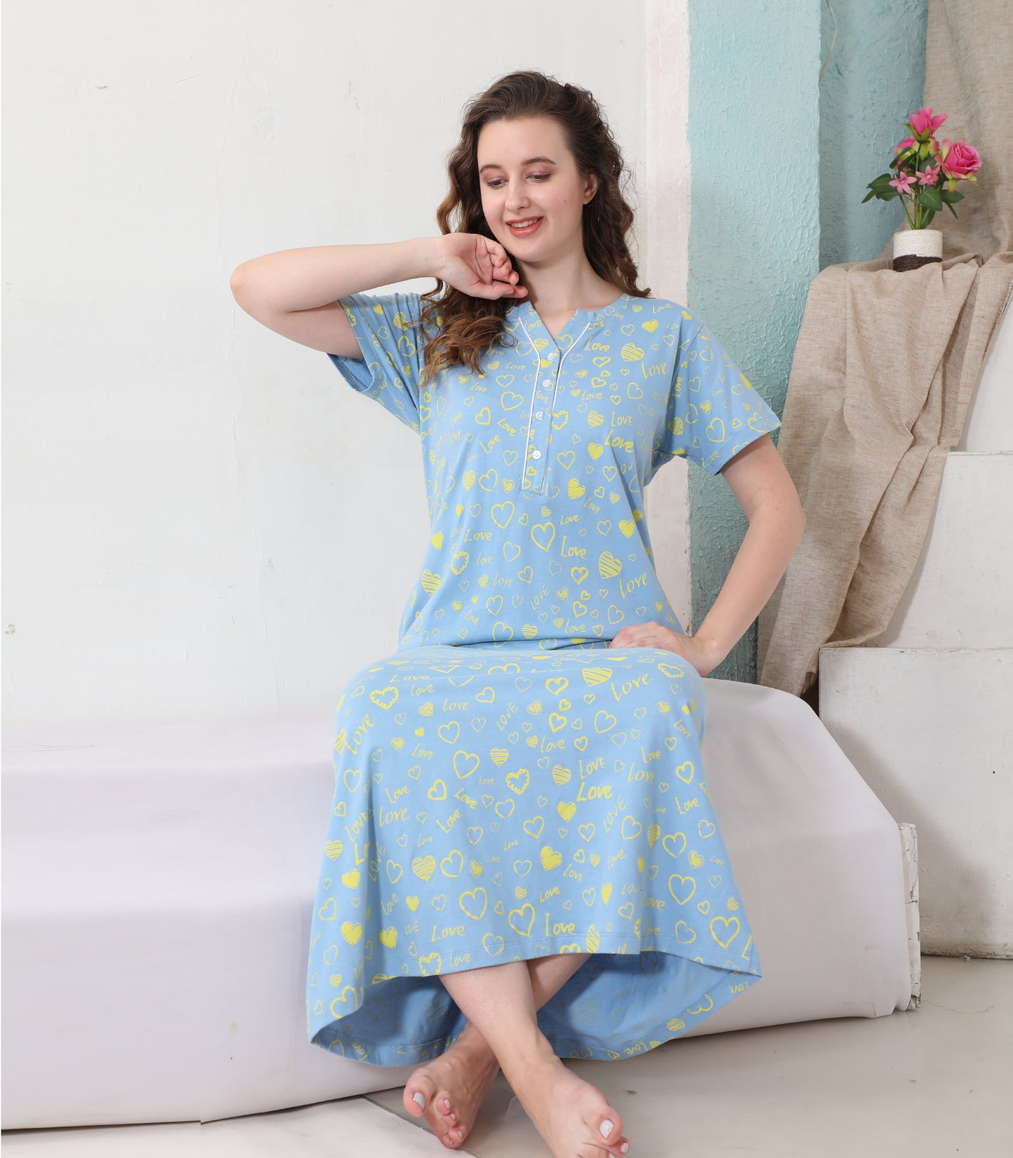 Hosiery Cotton Nighty Gown for Women