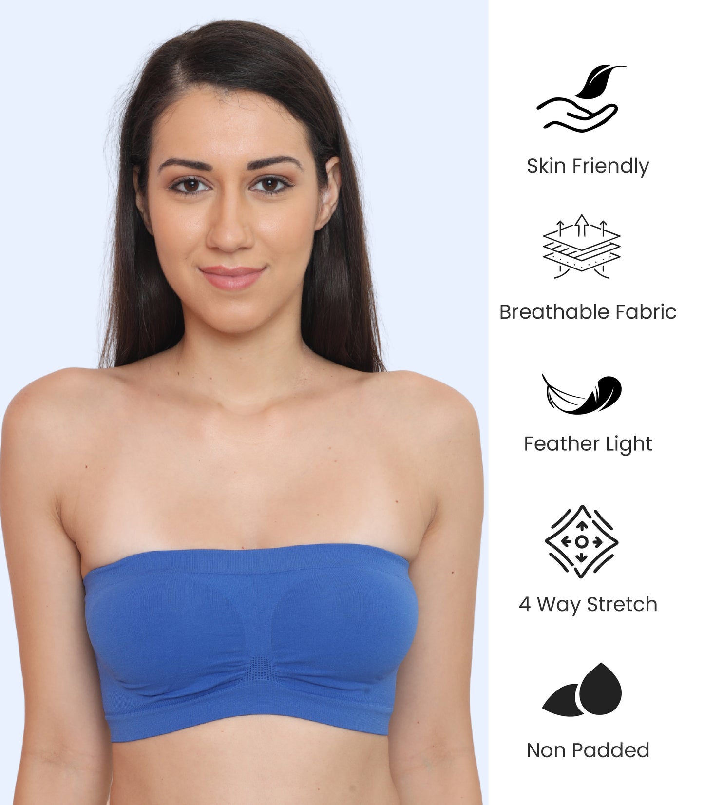 Seamless, Strapless, Full Coverage, Non-Wired Tube Bra