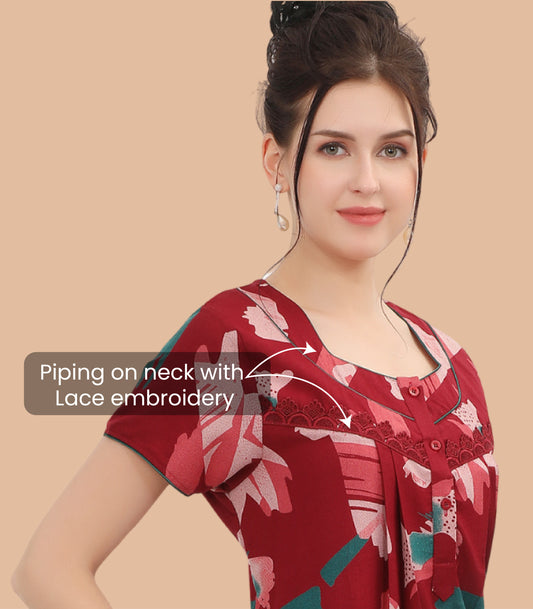 Printed Full-Length Night Gown