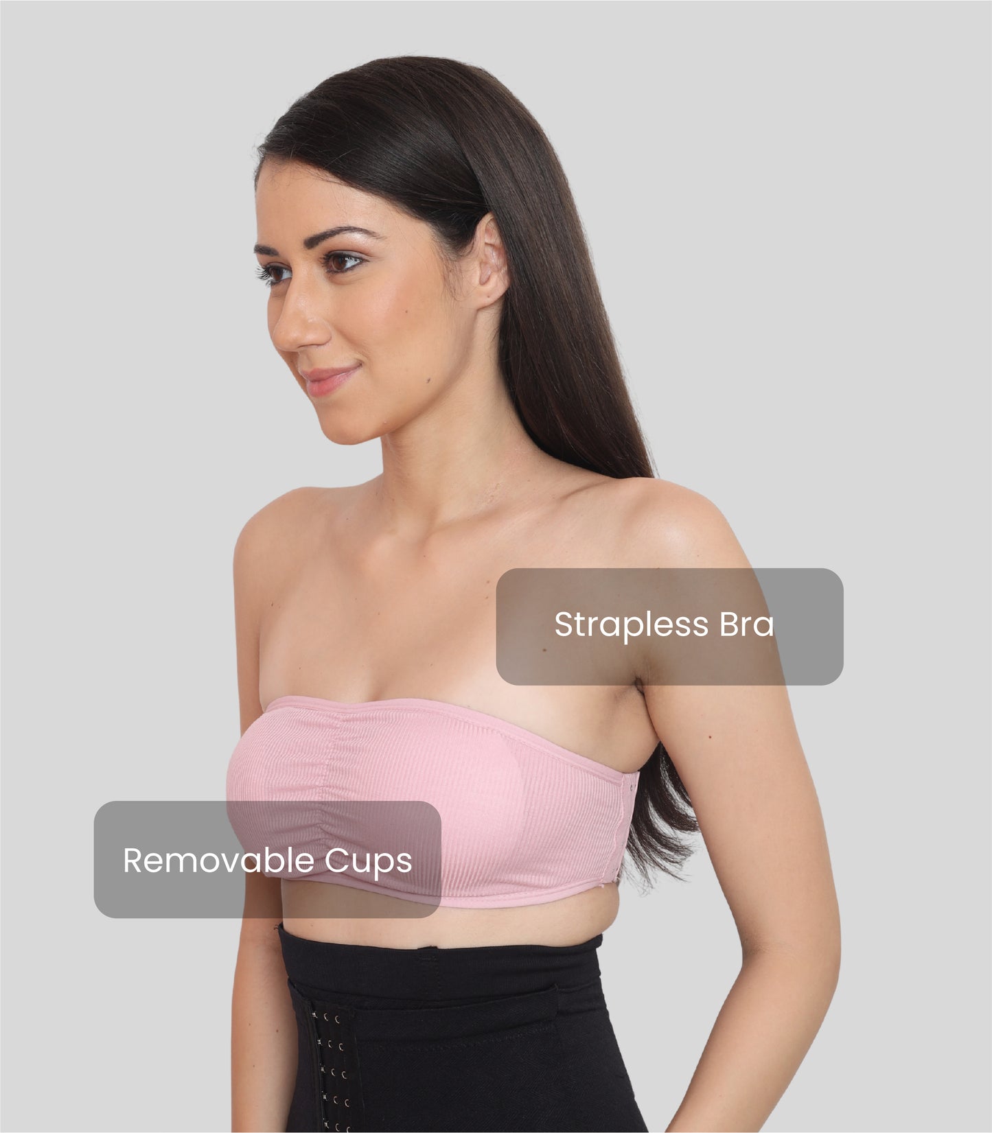 Nylon Spandex Tube Bra Padded Wire Free Strapless Seamless Stretchable Bra