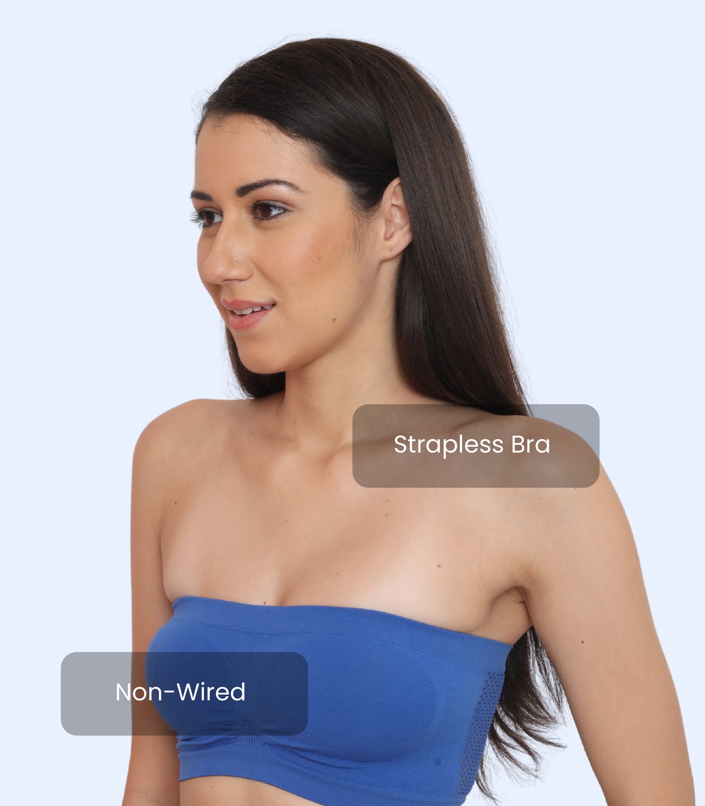Seamless, Strapless, Full Coverage, Non-Wired Tube Bra