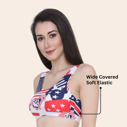 Printed Ice Silk Seamless Lightly Padded  Sports Bra
