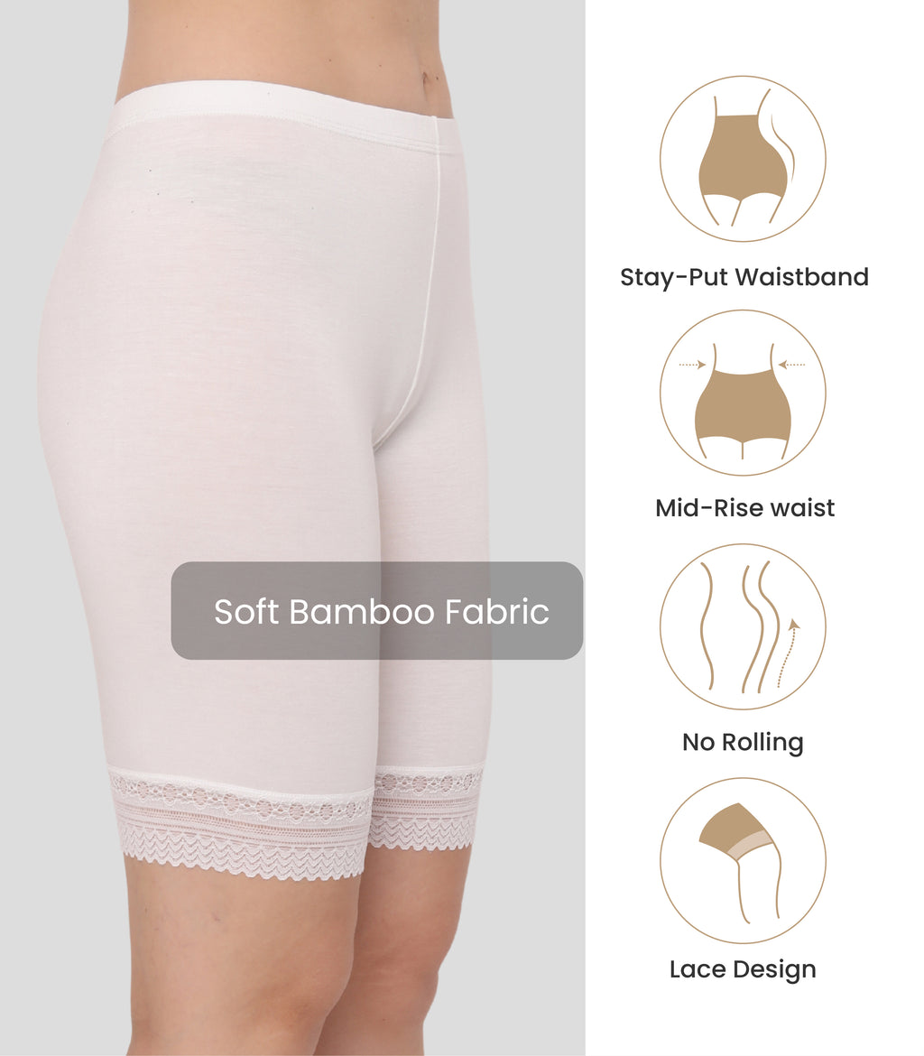 Bamboo Spandex Mid Rise Under Skirt Under Dress Shorts