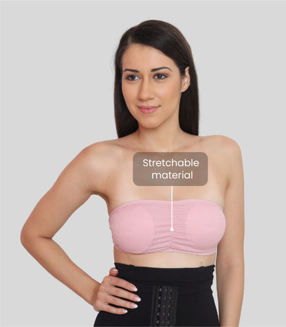 Nylon Spandex Tube Bra Padded Wire Free Strapless Seamless Stretchable Bra