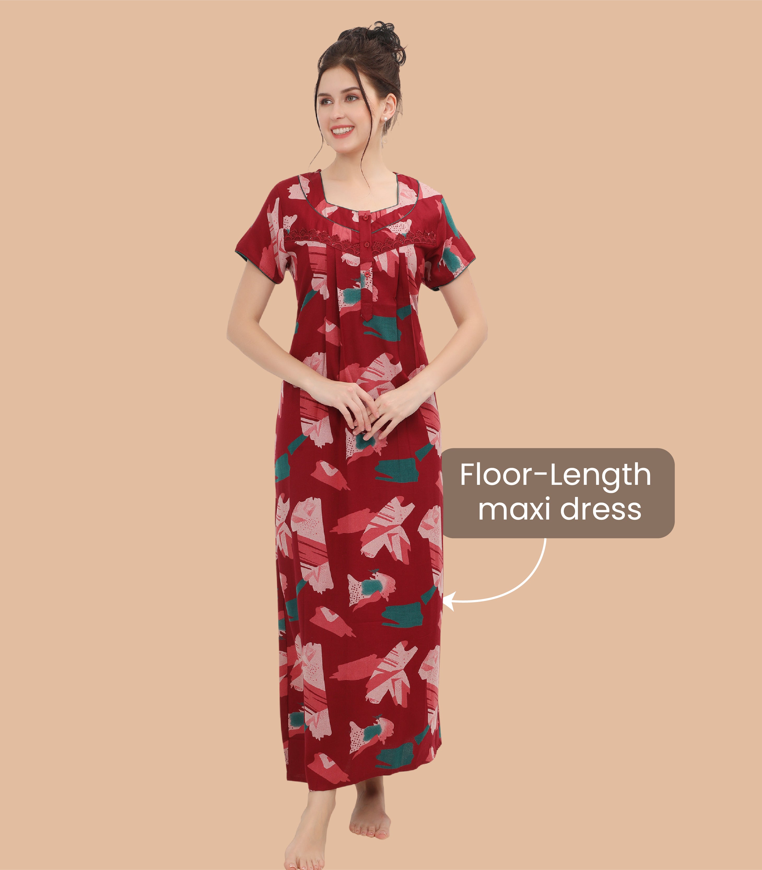 Printed Full-Length Night Gown