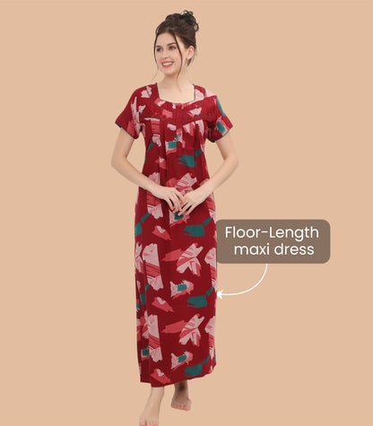 Printed Full-Length Night Gown