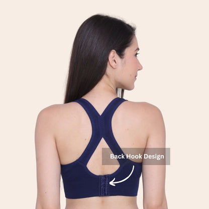 Nylon Spandex Padded Non-Wired Racer Back Sports Bra for Gym, Cardio, Zumba and Yoga
