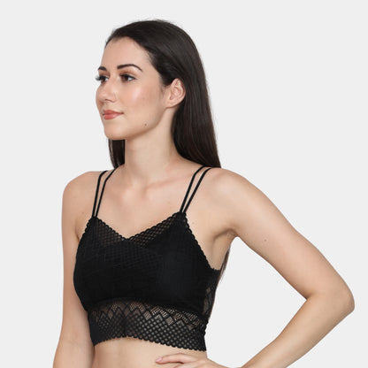Lace Spandex Padded Wire Free Adjustable Straps Lace Floral Pattern Everyday Bra