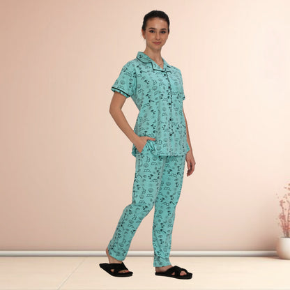 Printed Full Length Night Gown