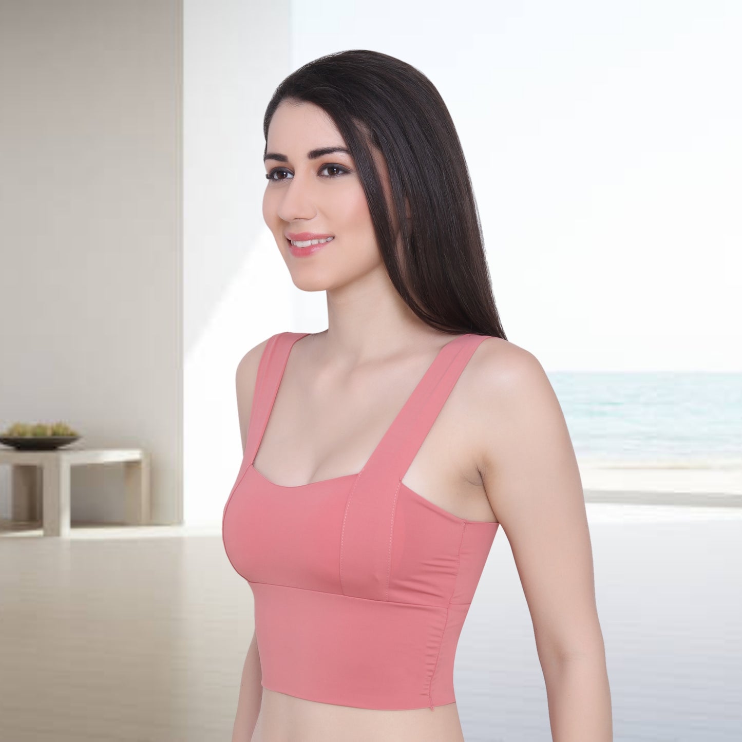 Nylon Spandex Padded Wire Free Seamless Sports Bras for Women