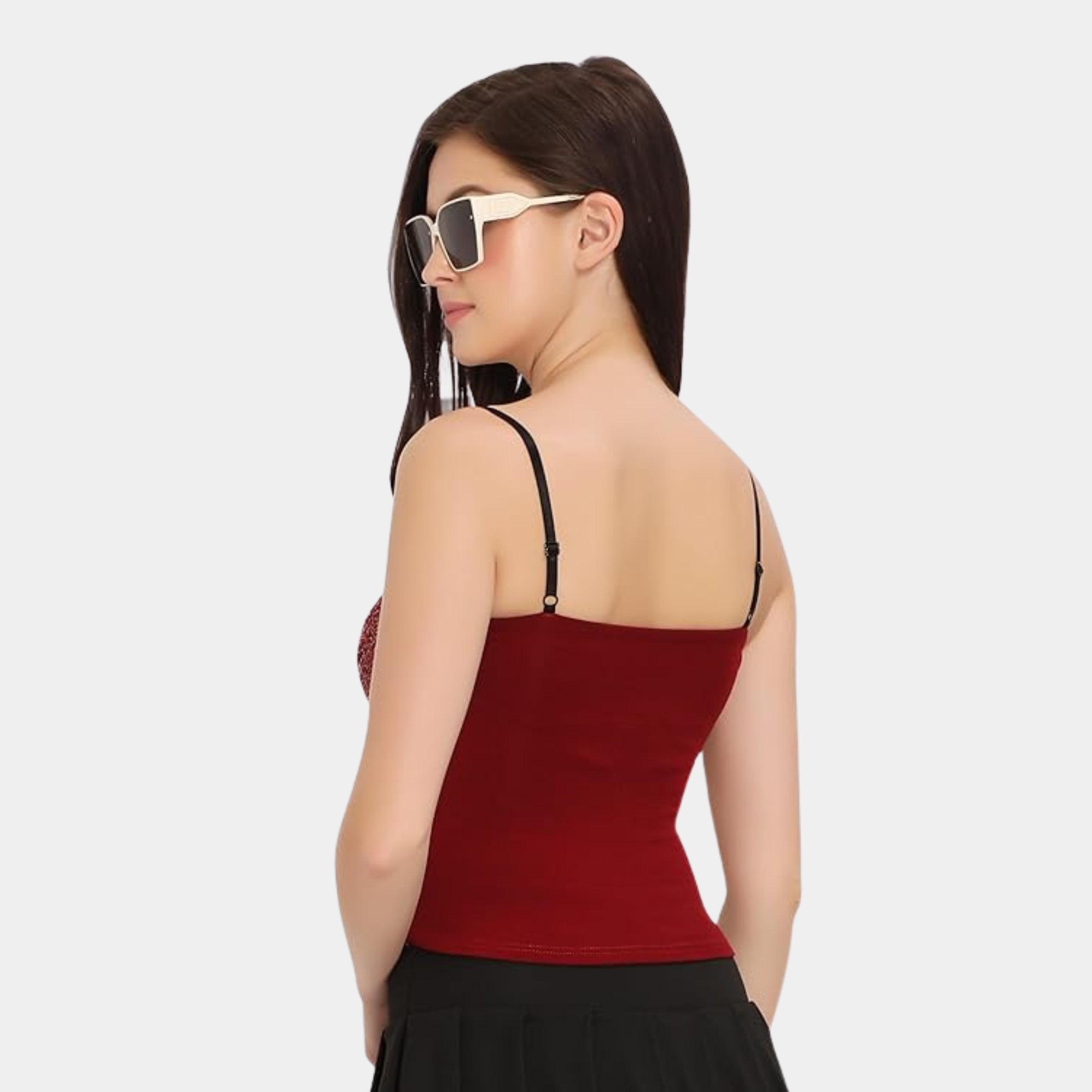 Adjustable Spaghetti Straps Glitter Top