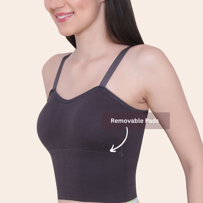 Cotton Spandex Padded Non Wired Full Coverage Crop Top Sports Bra