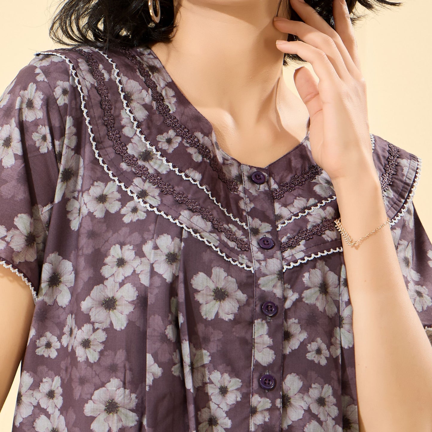 Floral Print Full Length Night Gown