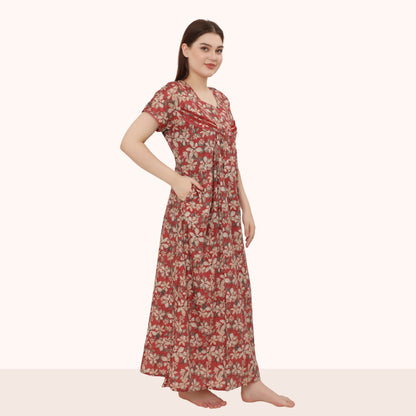 Floral Print Full Length Night Gown