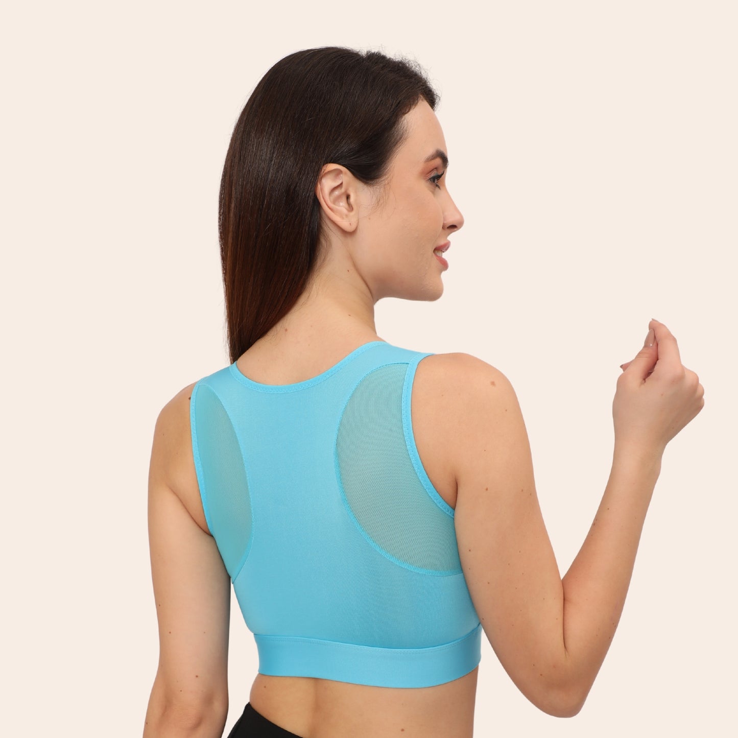 High Impact Mesh Racerback Design with Front Zip, Cushion Straps & Removable Pads
