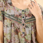 Floral Print Full Length Night Gown