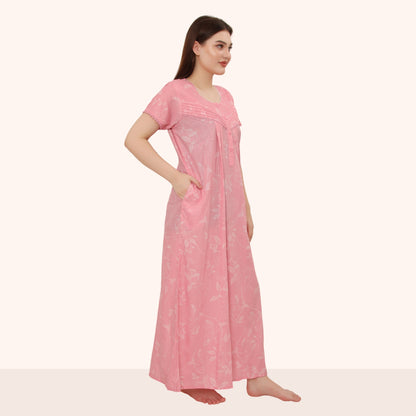 Floral Print Full Length Night Gown