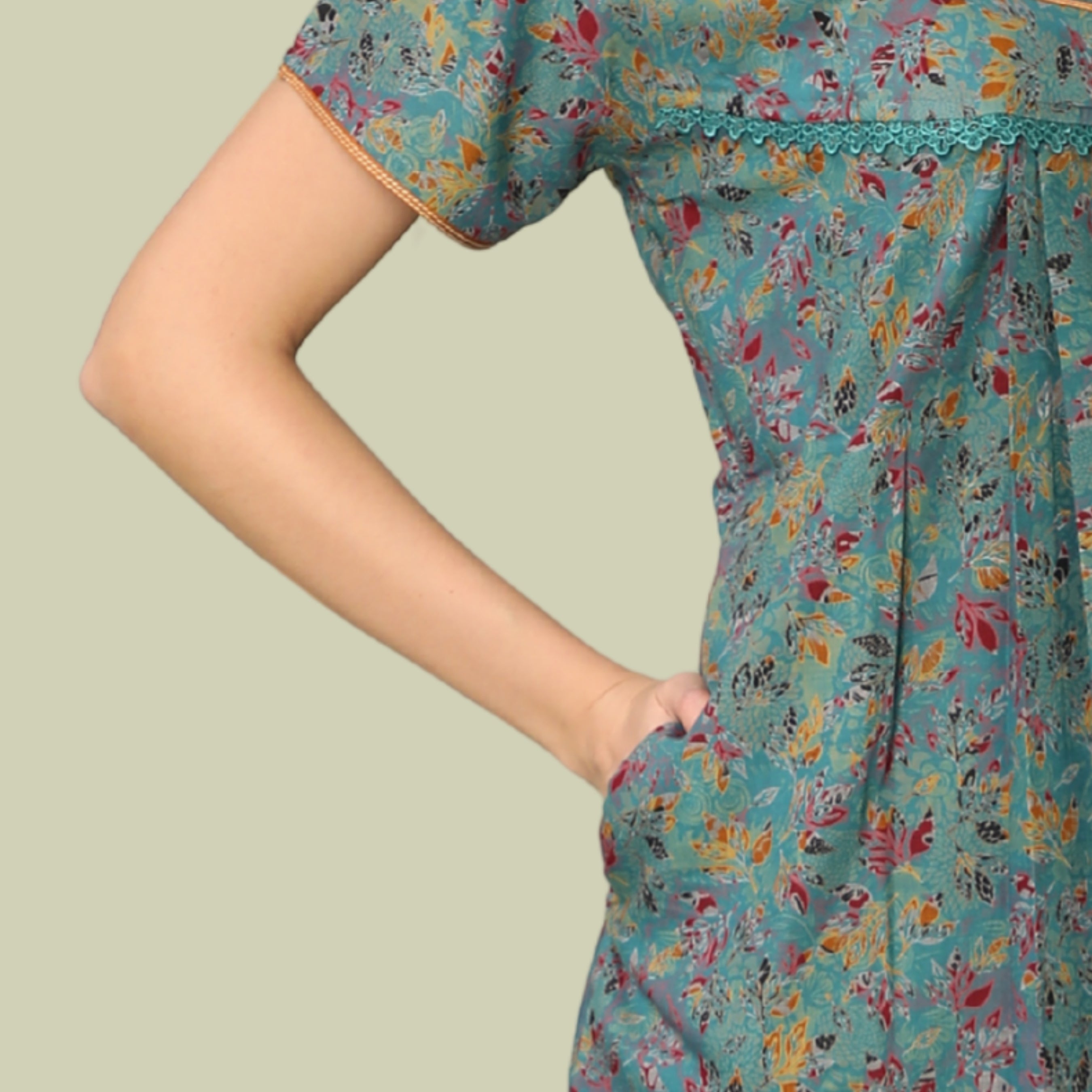 Floral Print Full Length Night Gown