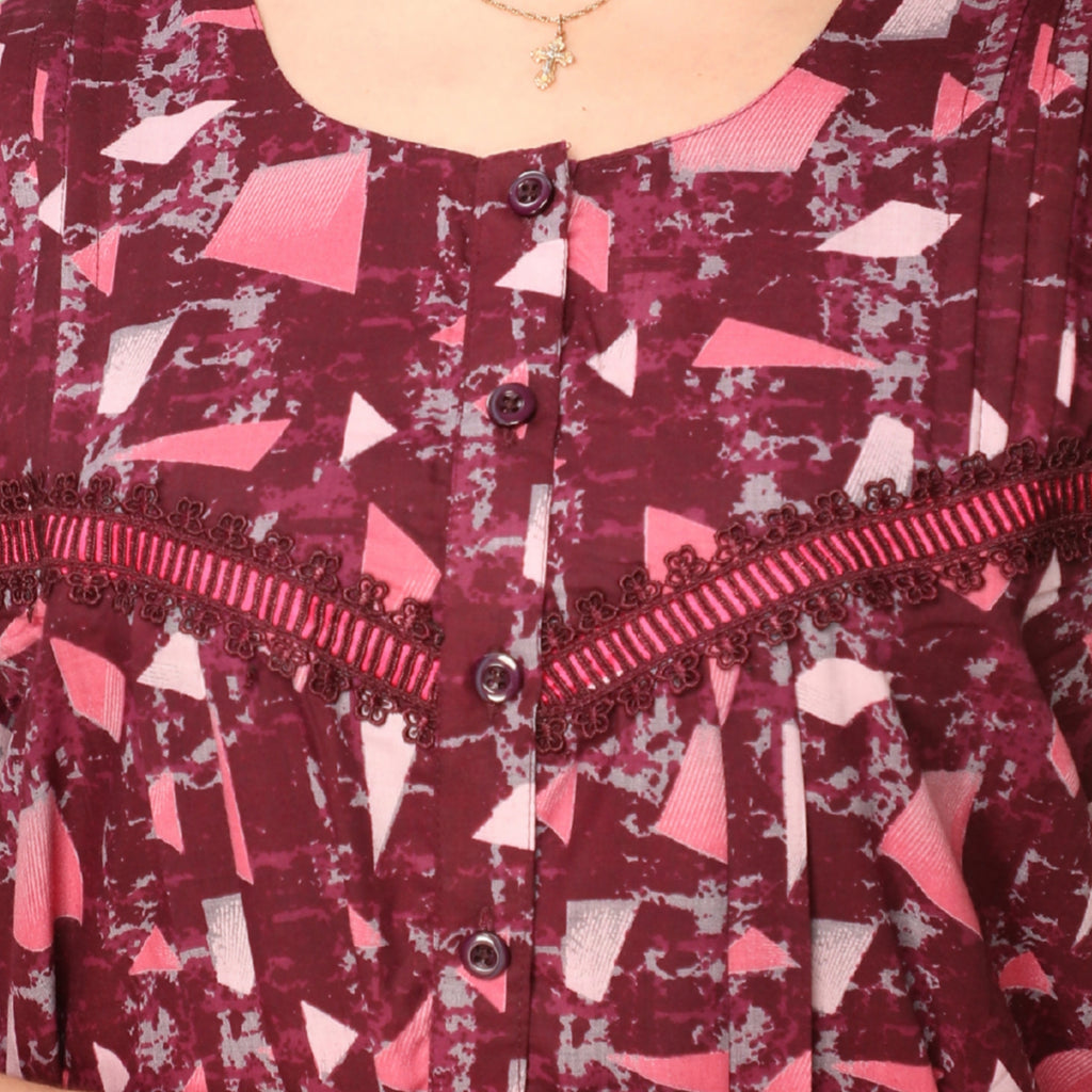 Printed Full Length Night Gown